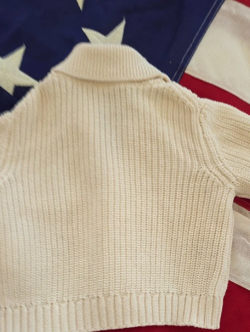 GAP Cream Knit Shawl-Collar Cardigan with Teddy Embroidery 3-6 Month